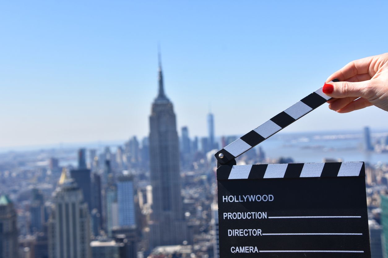 Clapper board in the background of Empire State Building
