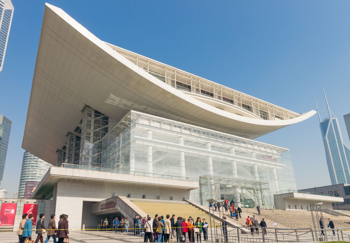 People Visiting Shanghai's Grand Theatre