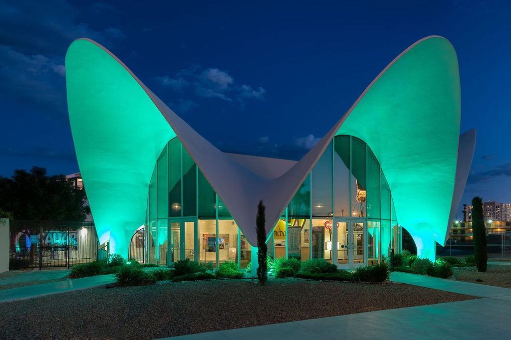 Neon Museum at night on Las Vegas Boulevard