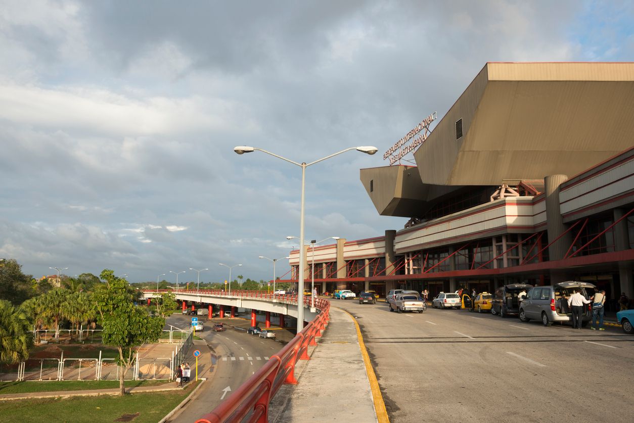 Jose Marti International airport drop-off zone in Havana, Cuba
