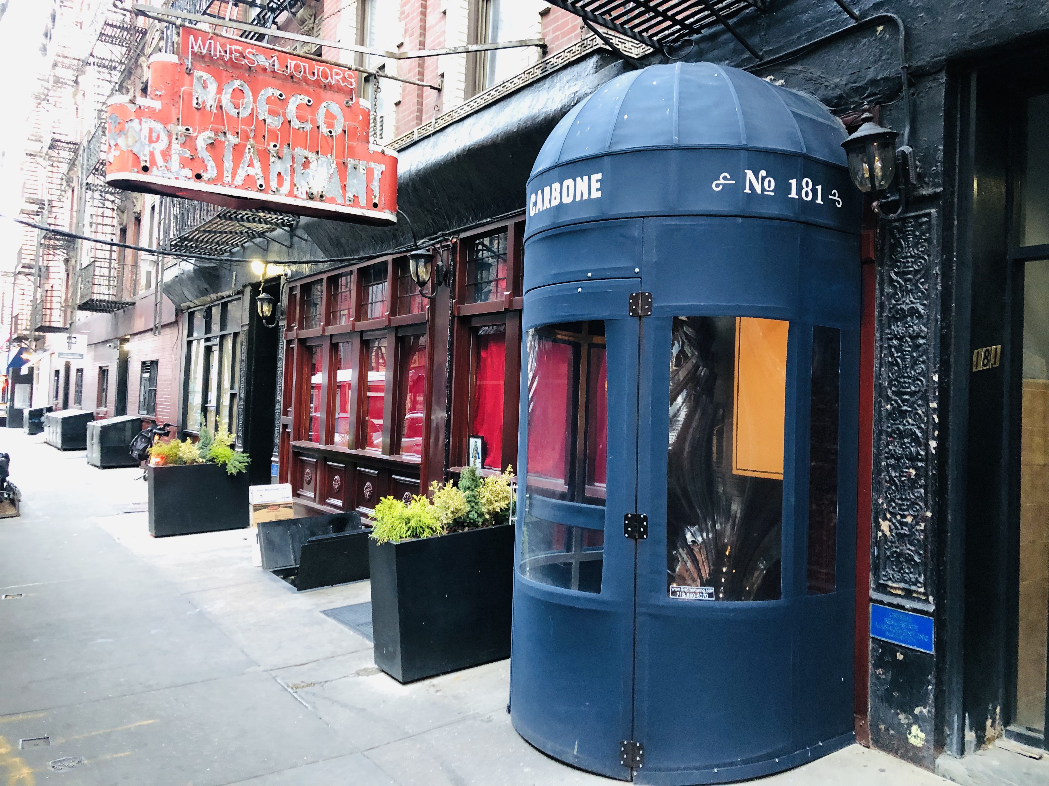 Front entrance to Carbone Restaurant in Manhattan