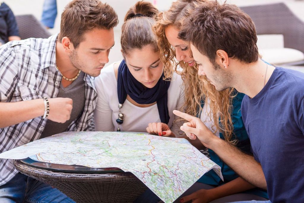 Group of Friends Checking Map