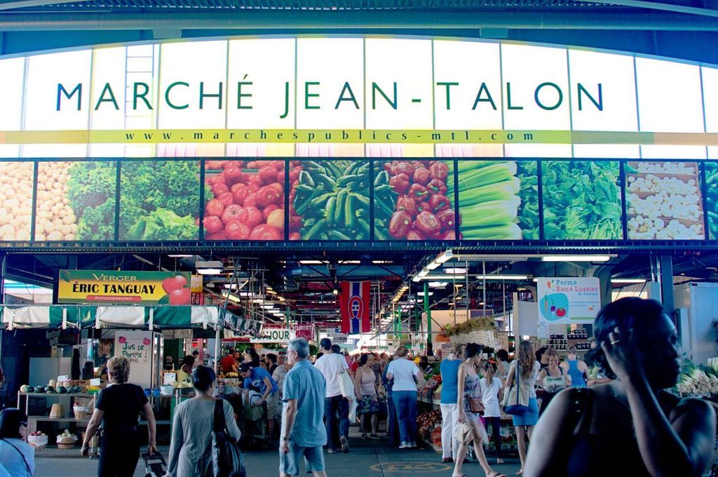 Crowded entrance of the Jean-Talon Market in Montreal
