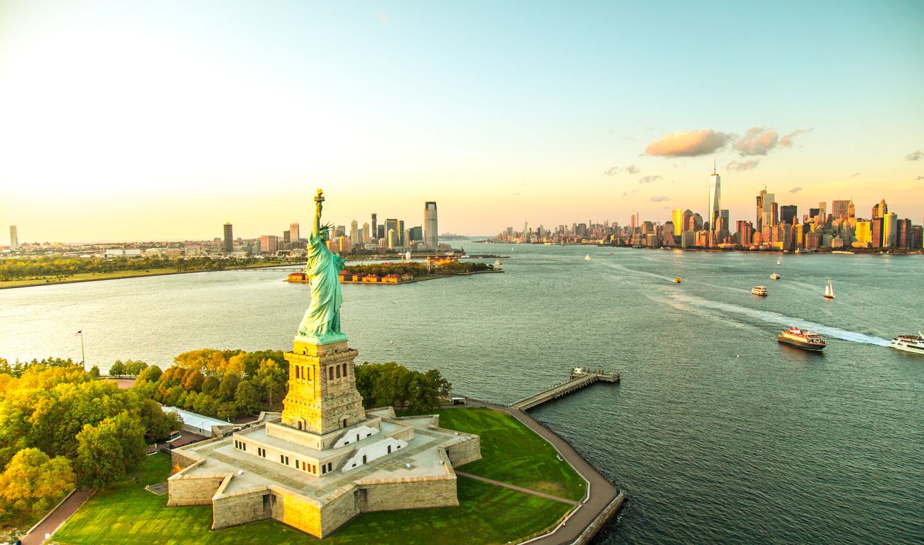 Liberty Island overlooking Manhattan Skyline