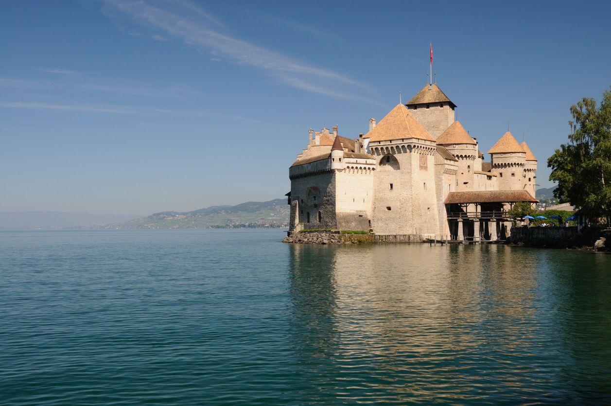 Château de Chillon on the edge of Lake Geneva, Montreux, Switzerland