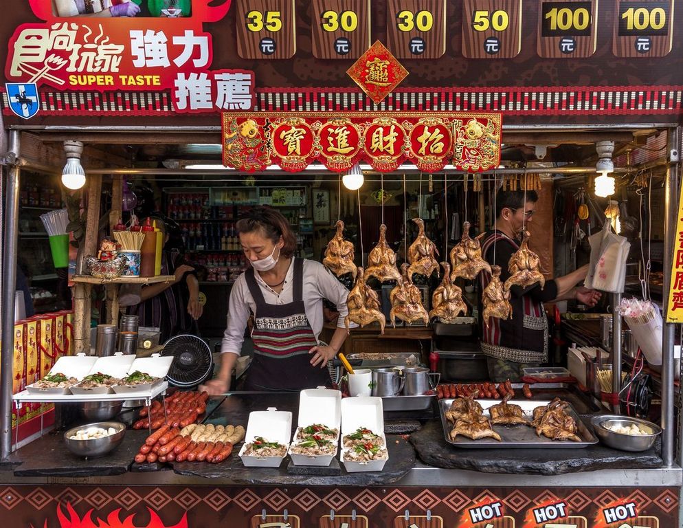 Exotic Food on a Night Market in Taiwan