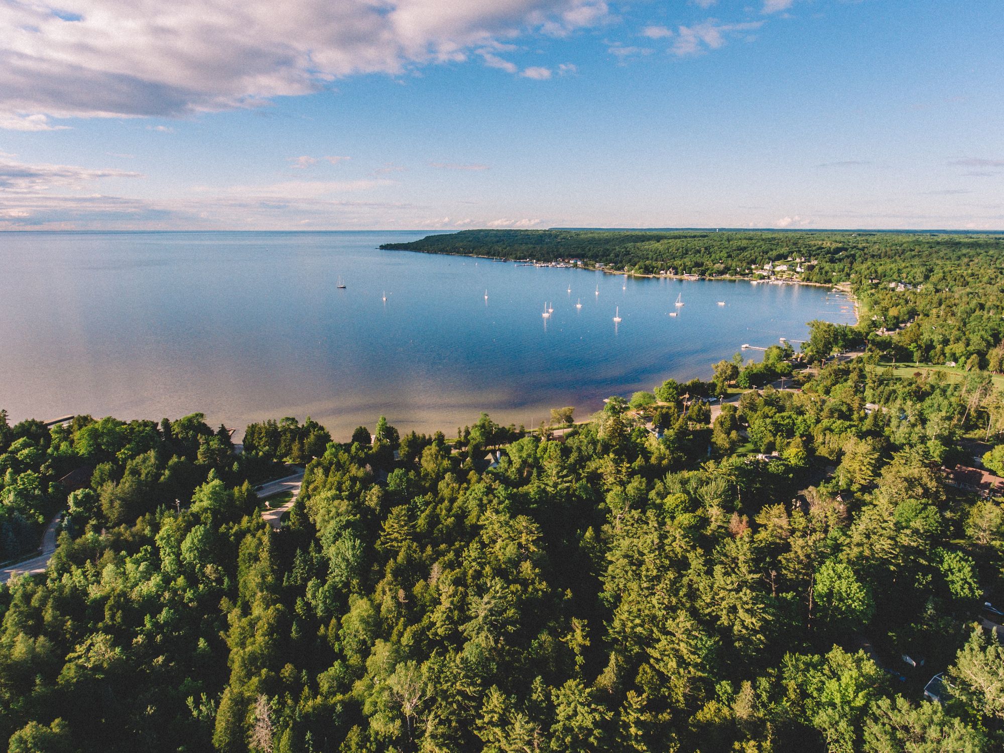 Aerial Drone Photo of Ephraim, Door County, Wisconsin