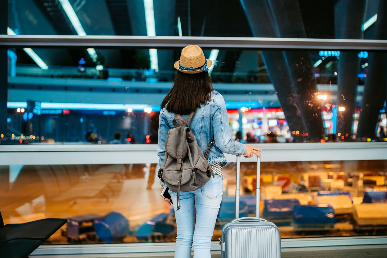 Woman waiting for a flight