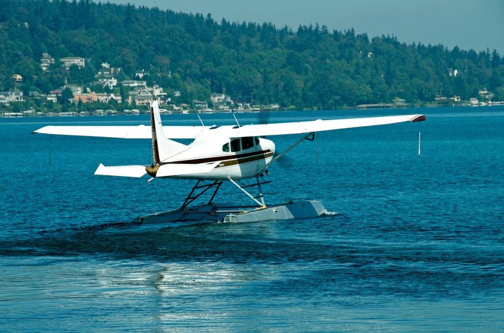 Seaplane in position for take-off on Lake Washington.