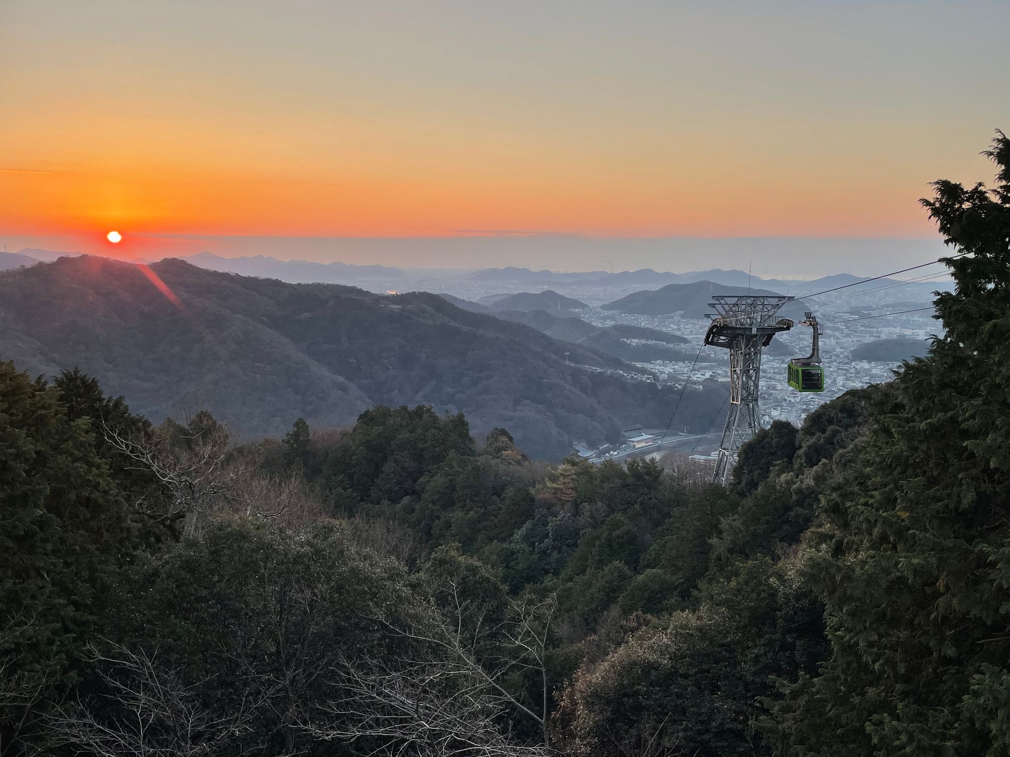 Sunrise of Shosha mountain in Himeji