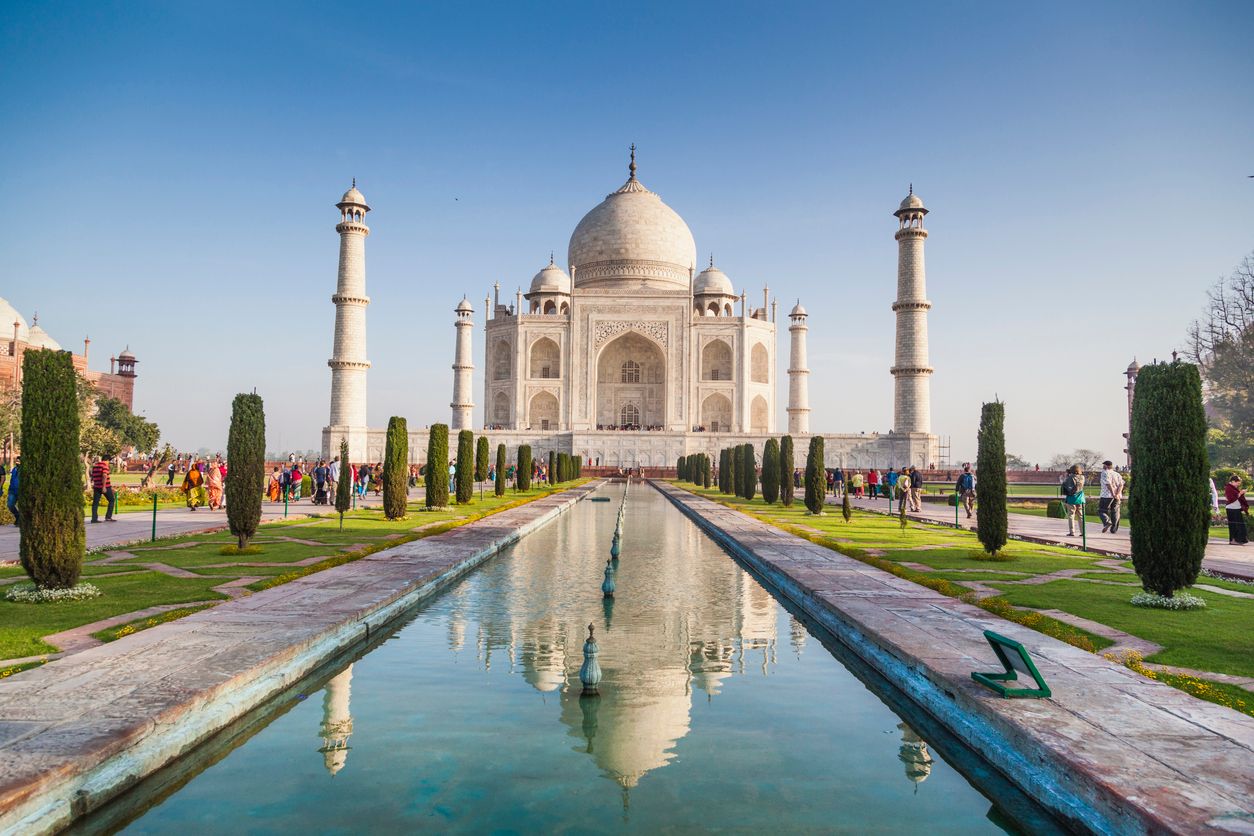 People visiting the magnificent Taj Mahal in Agra