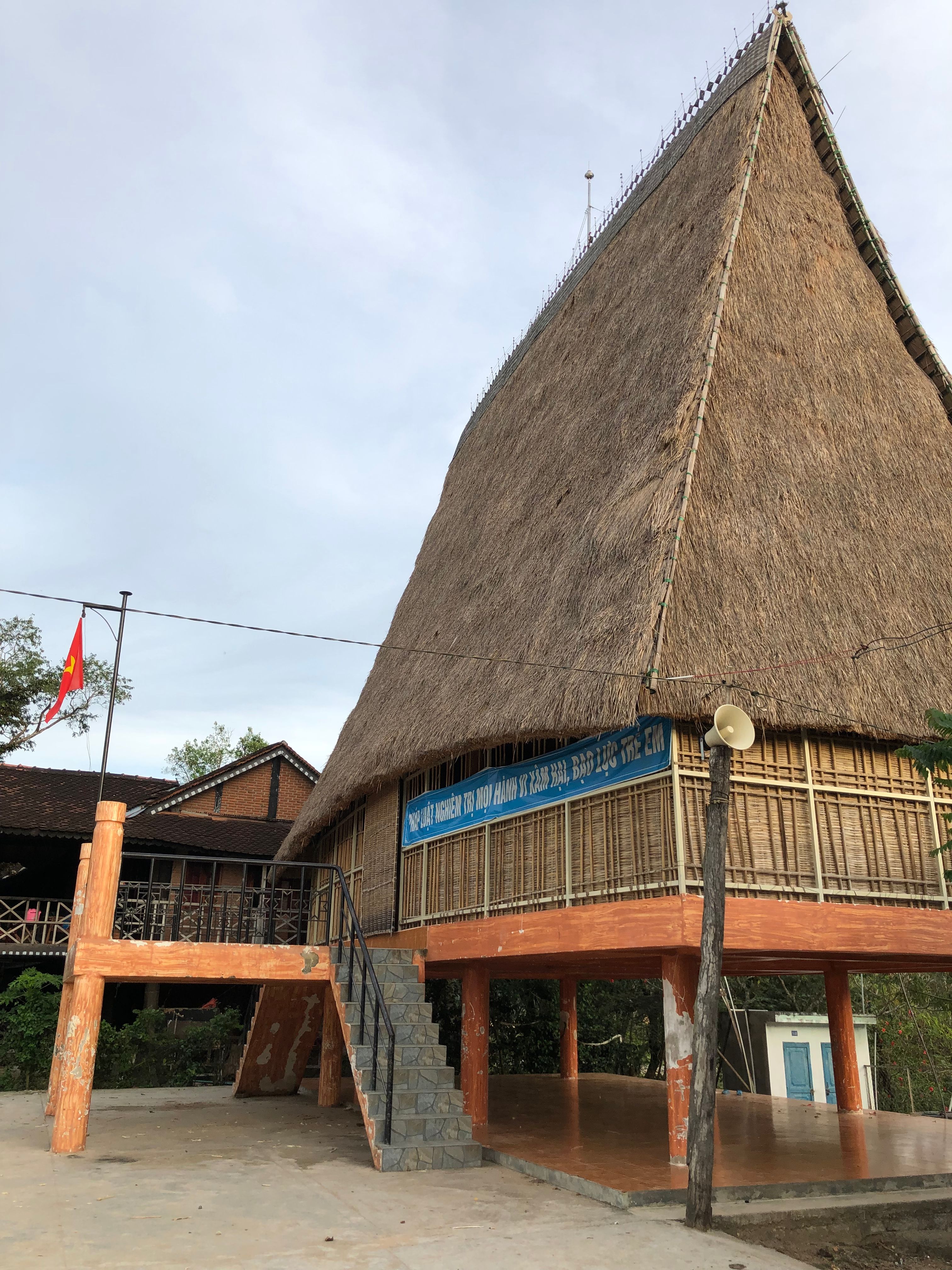Communal Rong House in Kon Tum Bahnar Village, Vietnam