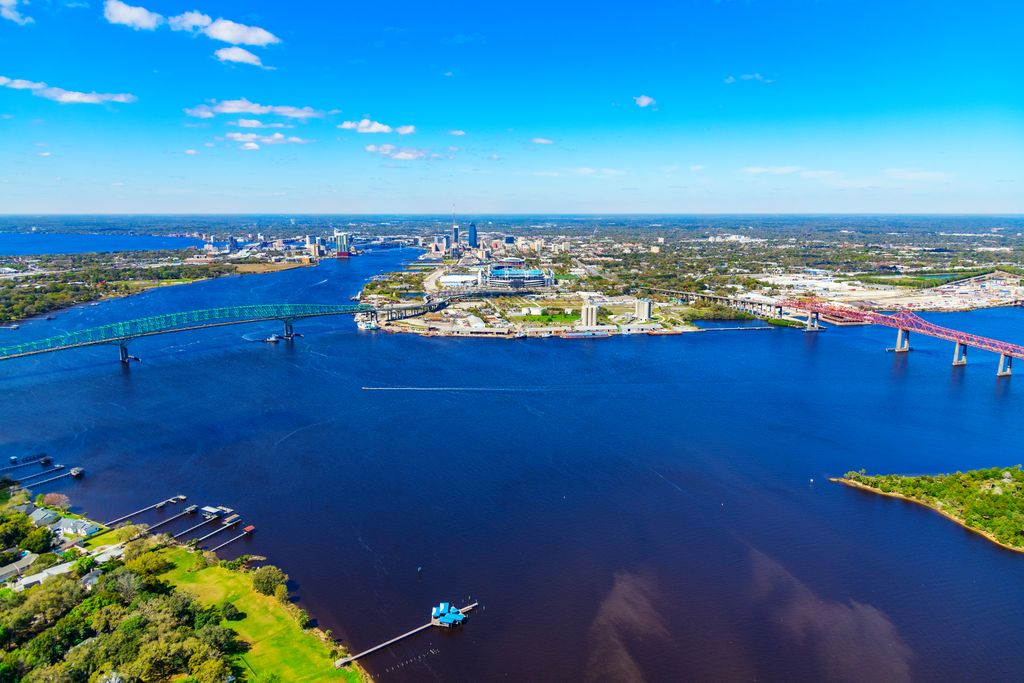 Aerial view of Jacksonville Florida along the St. Johns River