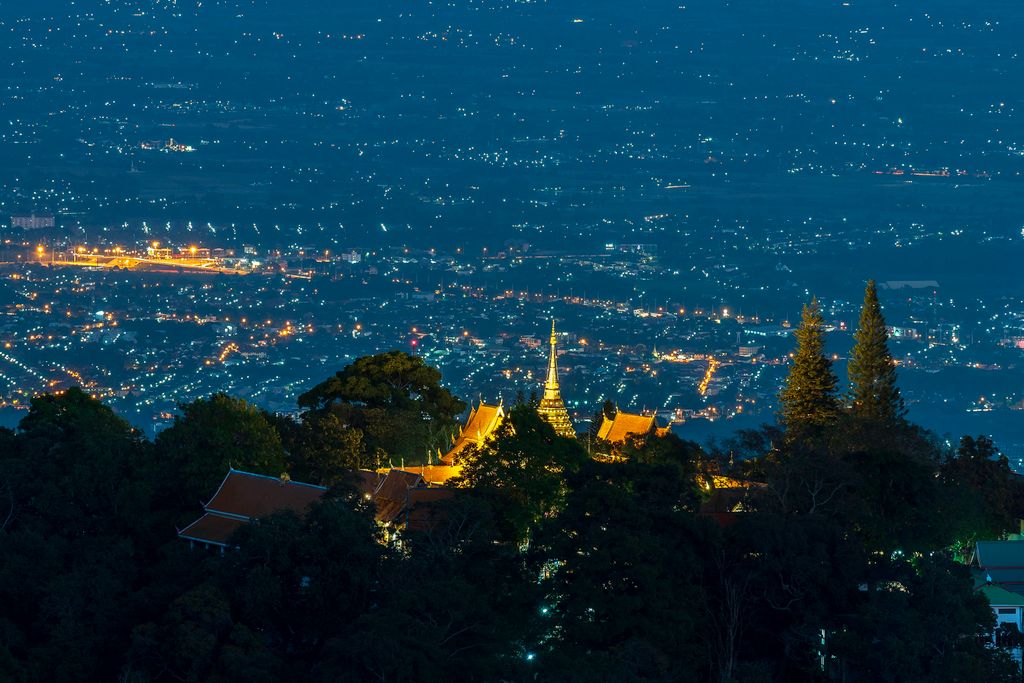 Wat Phra That Doi Suthep at night in Chiang Mai, Thailand
