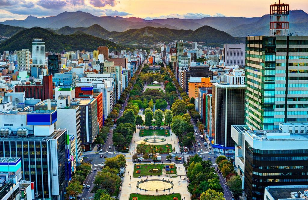 Cityscape of Sapporo, Hokkaido, Japan at Odori Park