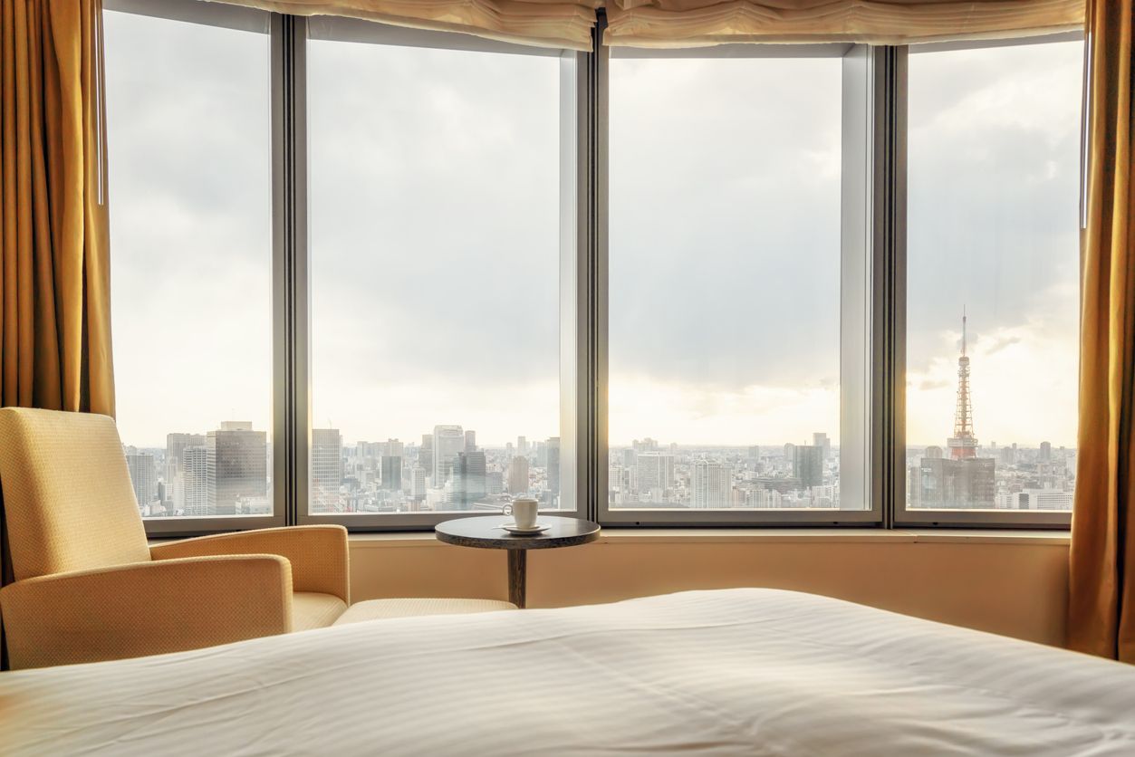 Tokyo, Japan Skyline View from the Hotel Room.