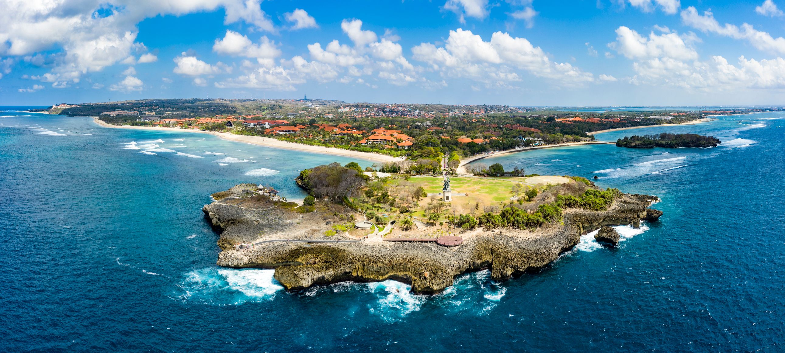 Aerial view of Nusa Dua beach in Bali, Indonesia