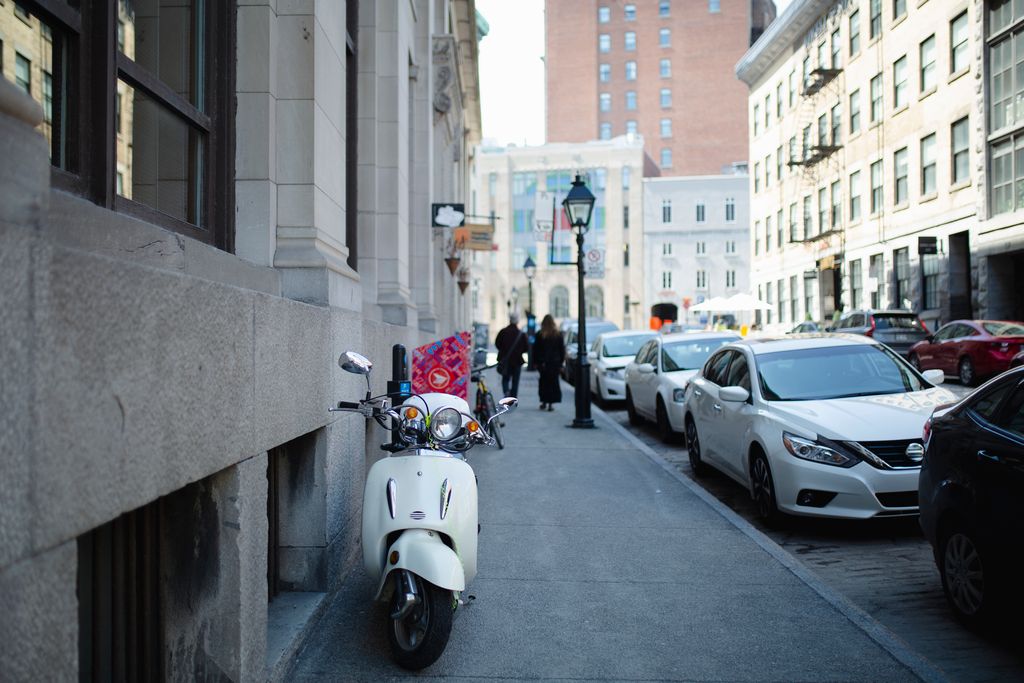 White scooter in Old Montreal