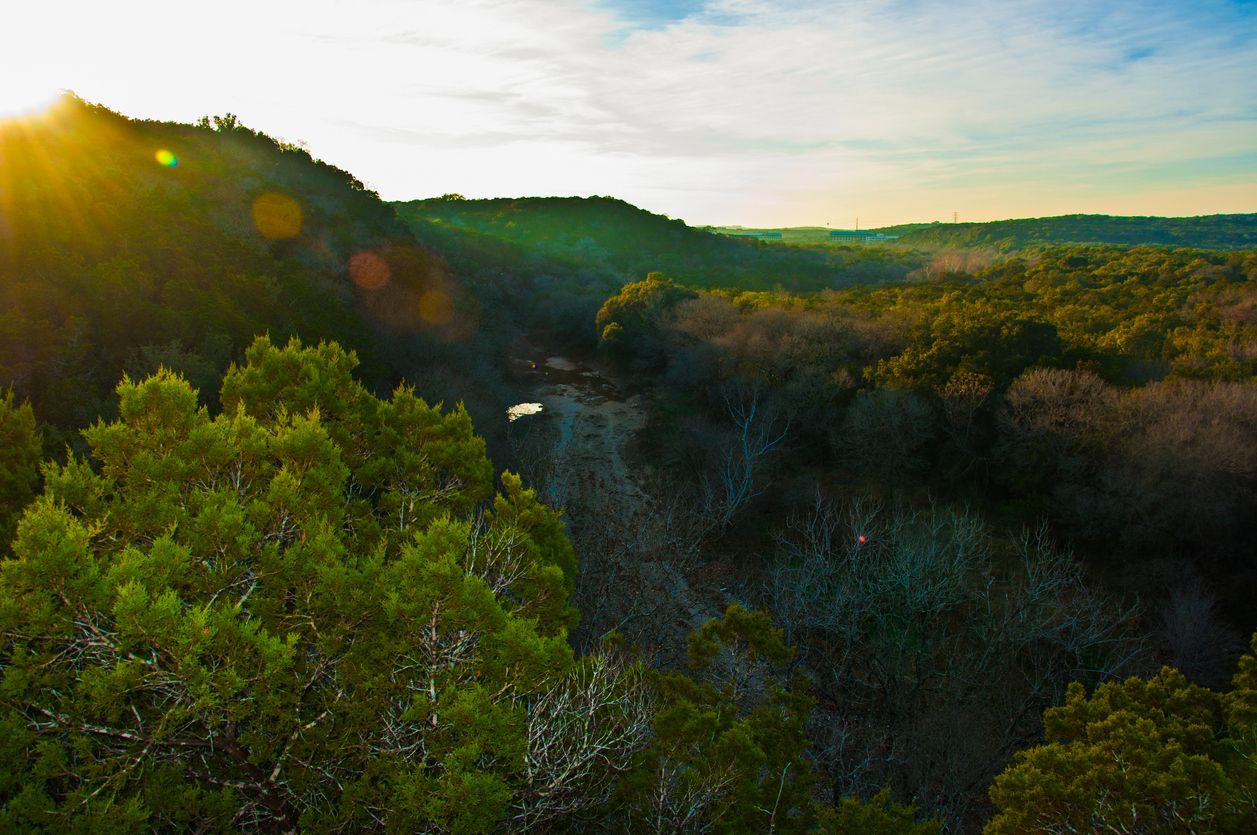 Austin Greenbelt Overlook with Dry Summer Barton Creek