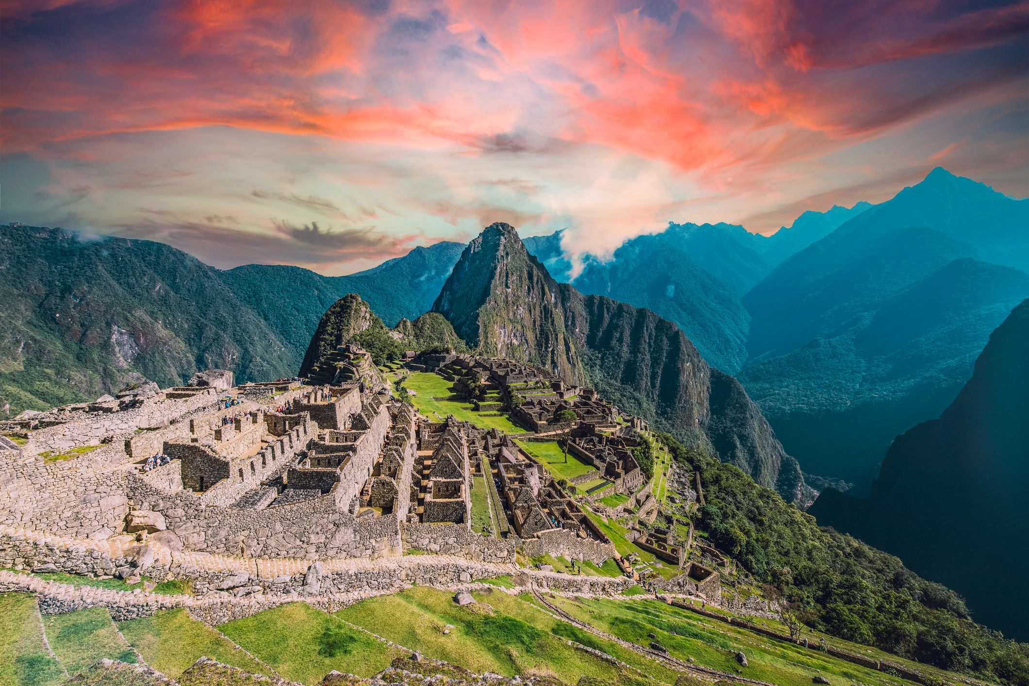 Machu Picchu, the city of the Inca Empire hidden high up in the Andean mountains, Peru
