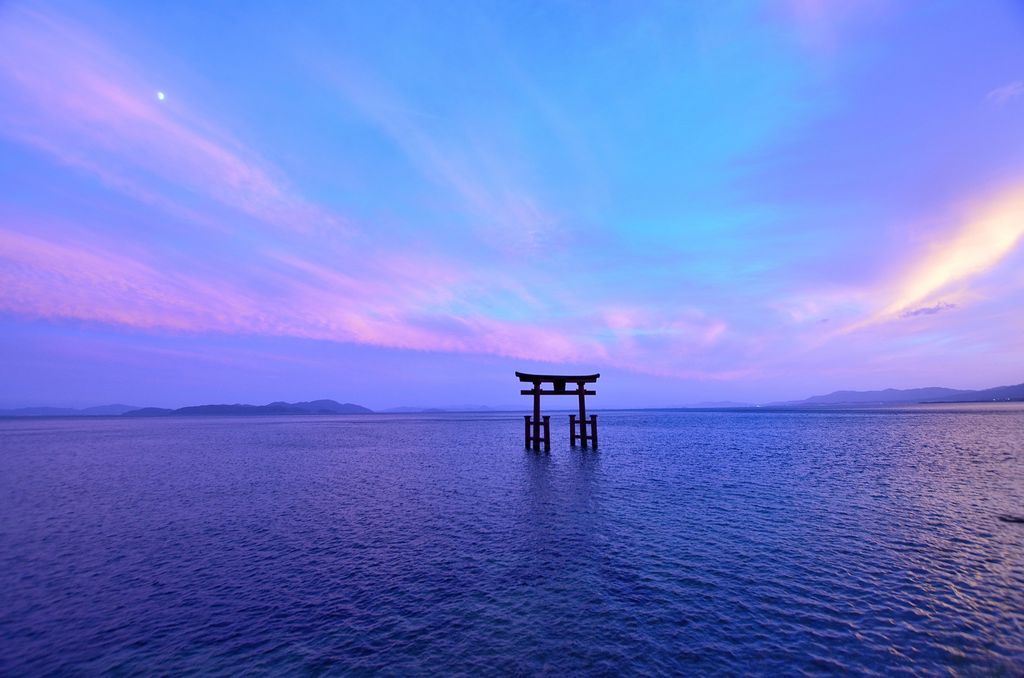Torii floating in Lake Biwa, Shiga Prefecture