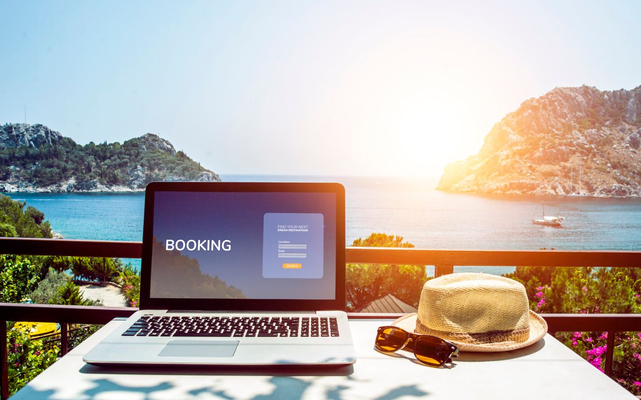 Travel booking web page concept. Booking on the internet