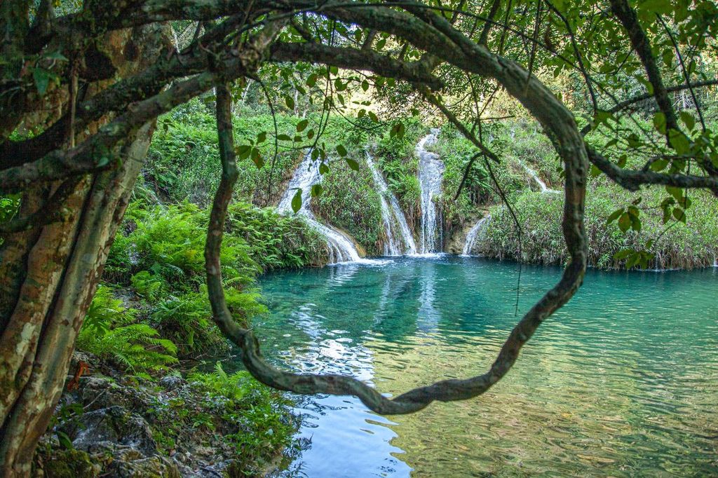 waterfall at Cahabón River, Semuc Champey in Guatemala