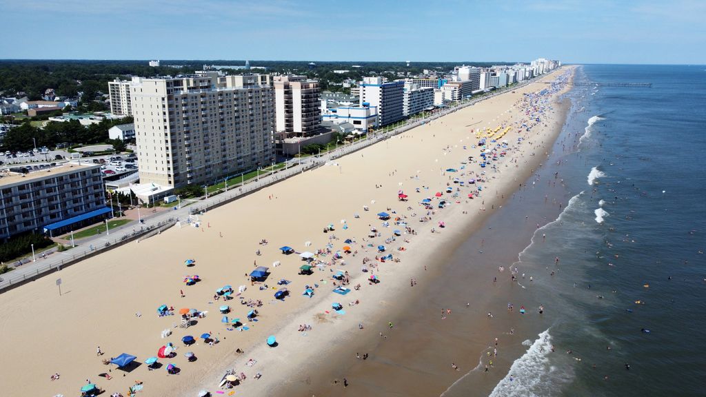 Aerial view of the Oceanfront at Virginia Beach, Virginia