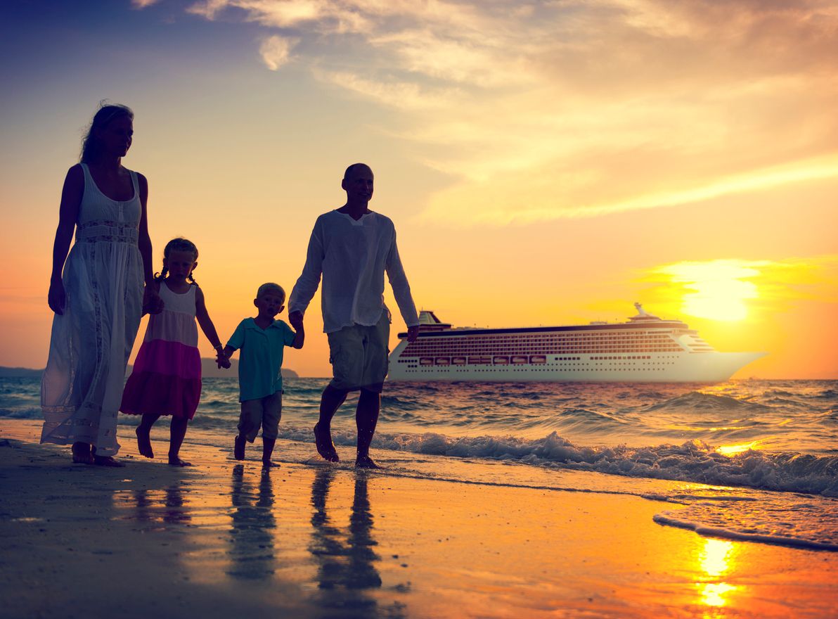Family Children Beach Cruise Ship Relaxation Concept