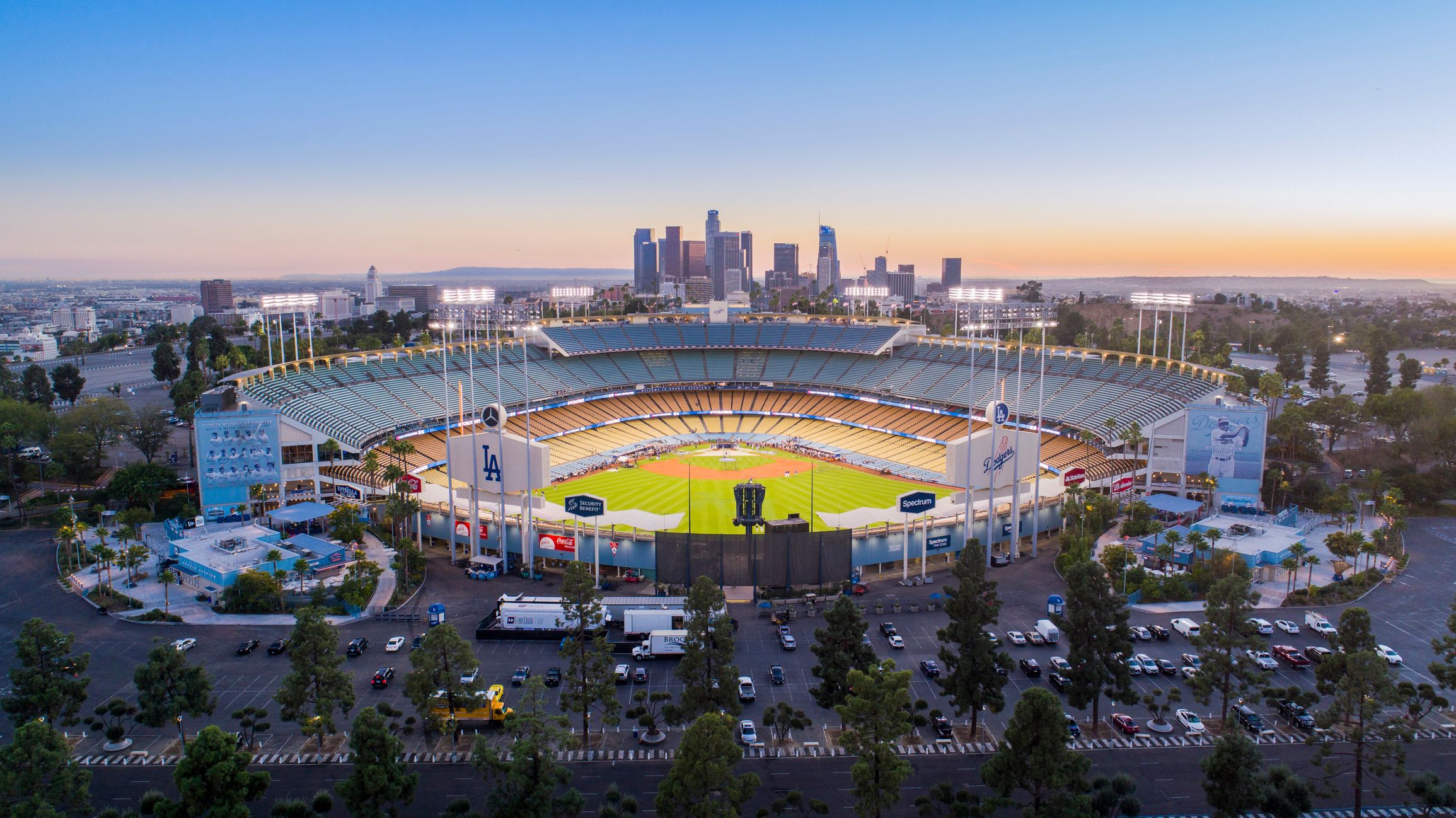 Los Angeles City Skyline with Dodger Stadium