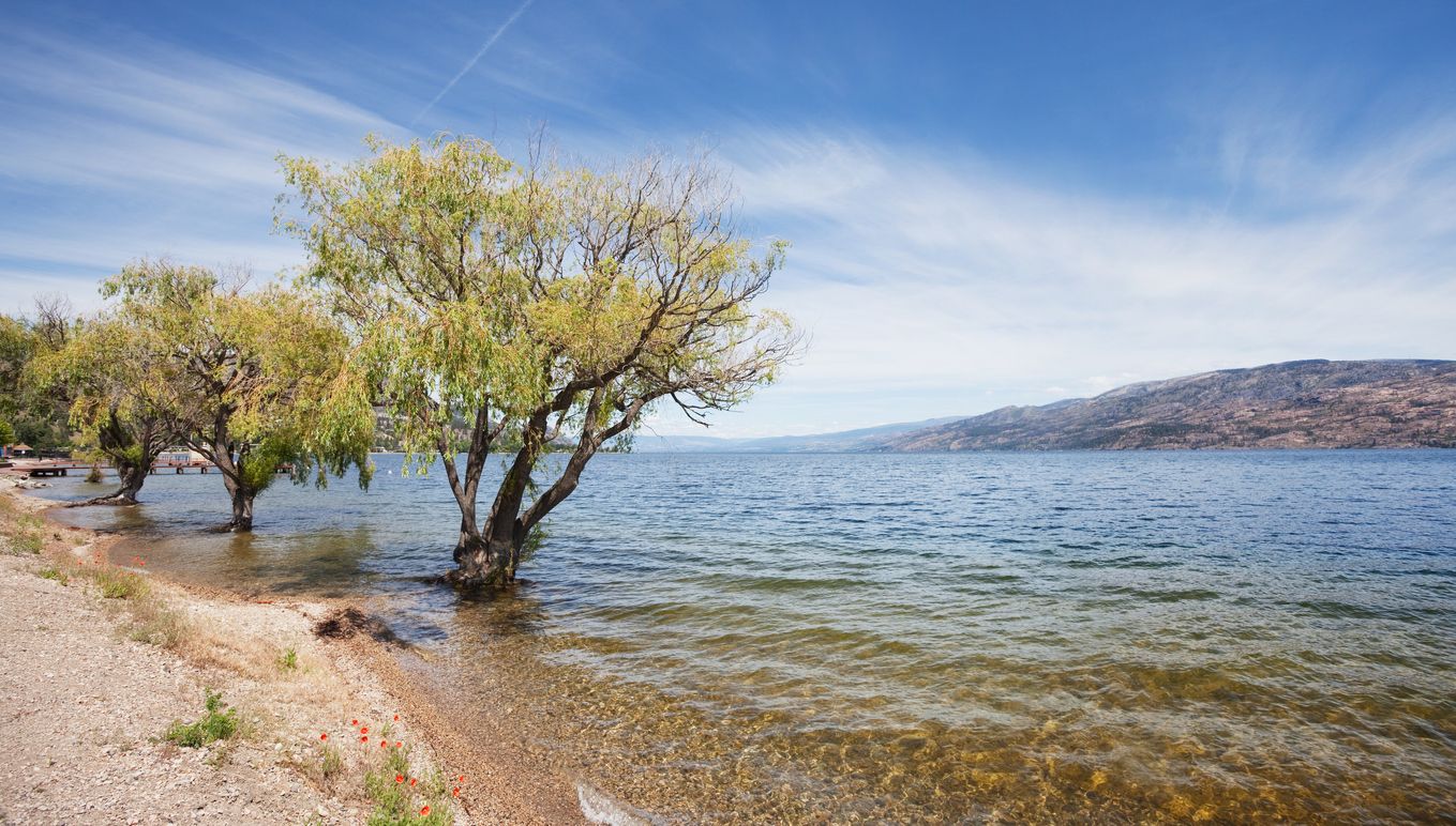 Downtown Peachland, BC with Lake Okanagan