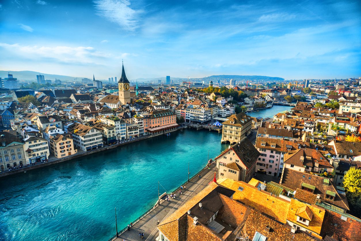 Aerial view of Zurich, Switzerland