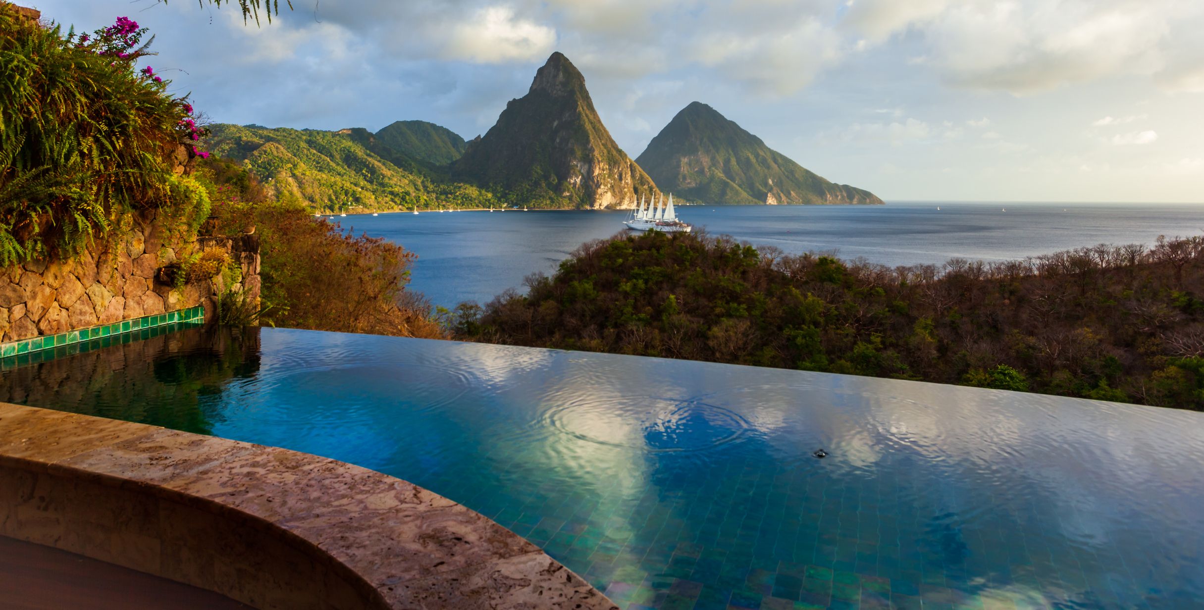 St. Lucia's two Pitons from Jade Mountain