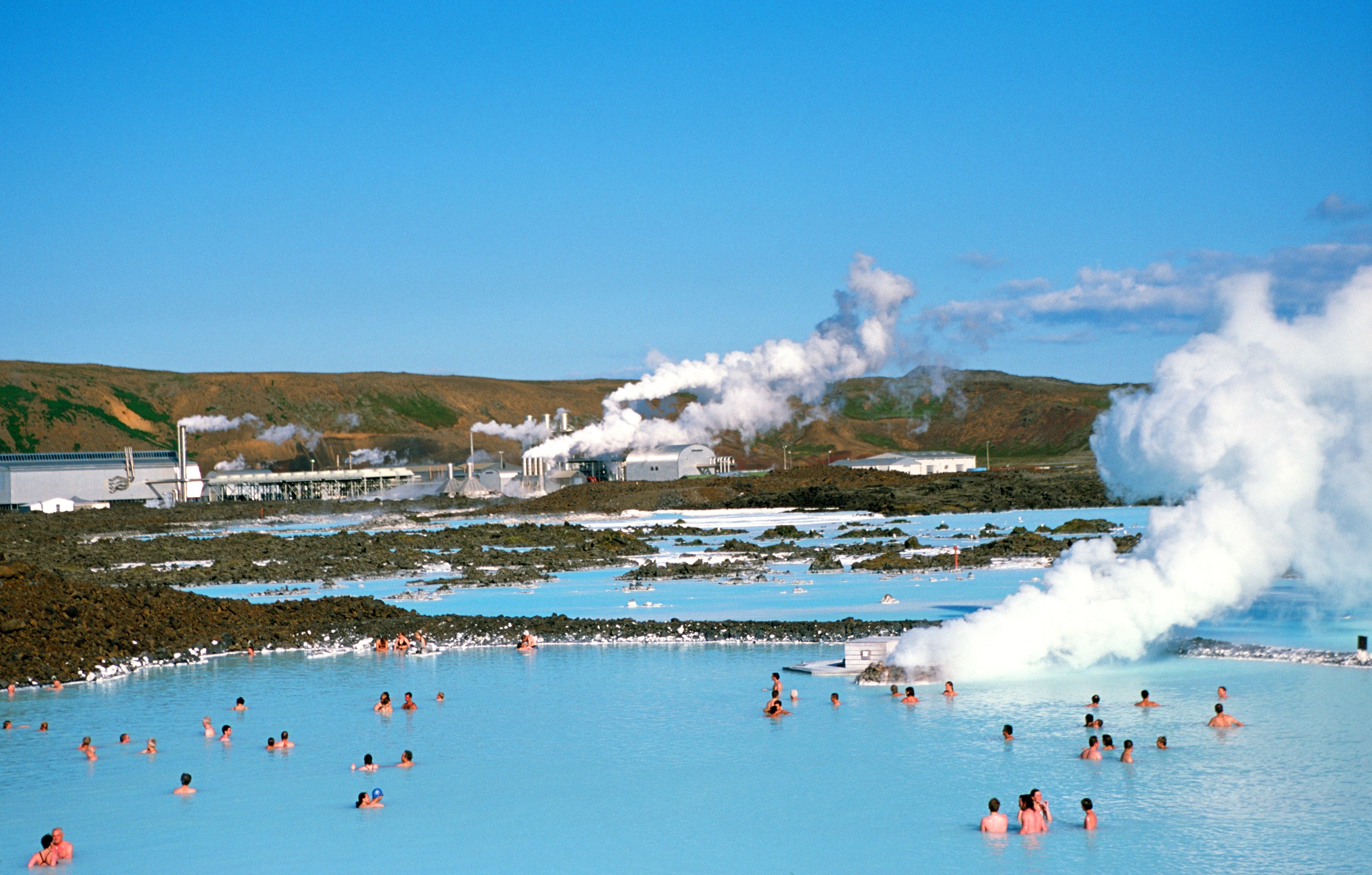 People bathing in The Blue Lagoon, Iceland