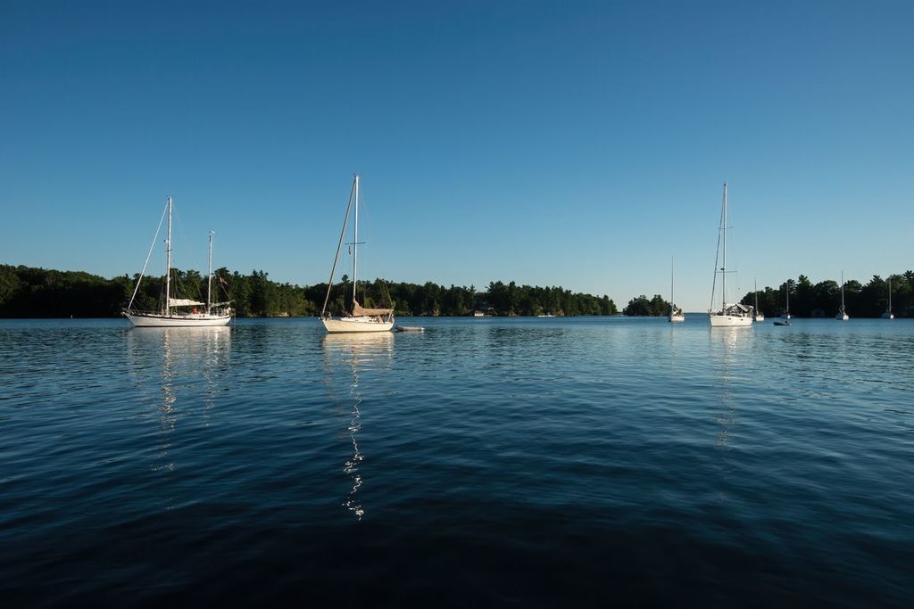 Sailboats on the St. Lawrence River in the Thousand Islands near Gananoque, Ontario