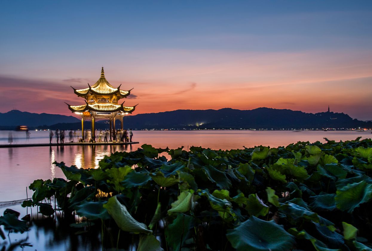 West Lake Hangzhou night landscape, China