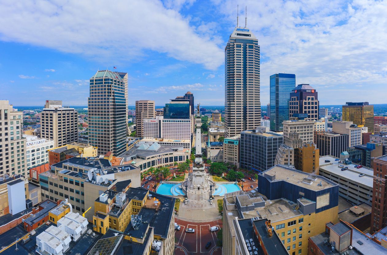 Aerial view of Indianapolis downtown Indiana