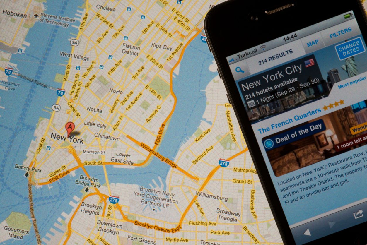 Booking.com website opened on iphone