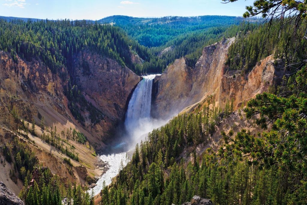 Yellowstone Falls: River, Grand Canyon, National Park, Montana, USA