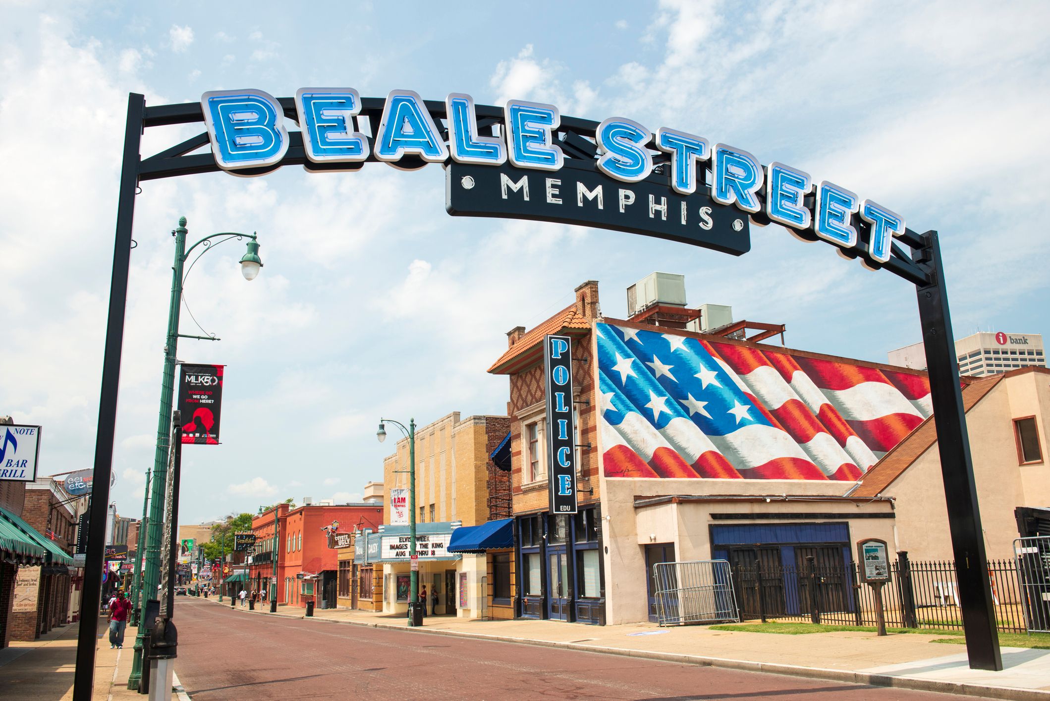 Sign of famous Beale Street in downtown Memphis