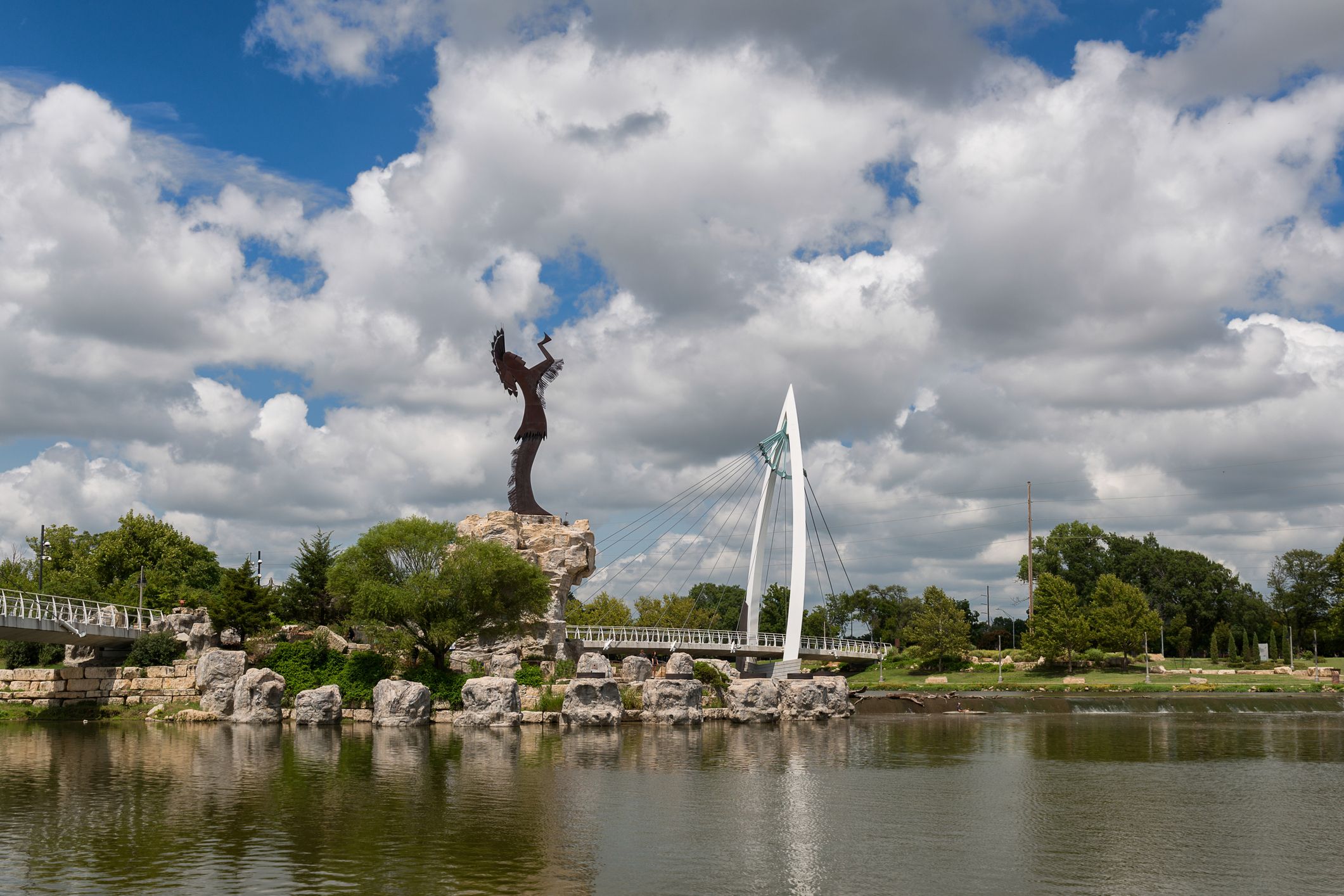 Keeper of the Plains steel sculpture on the Arkansas River