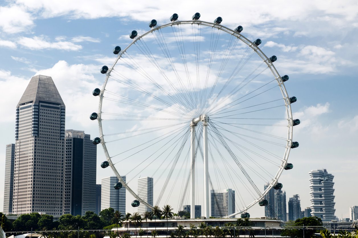Ferris Wheel and skyline at Marina Bay, Singapore 