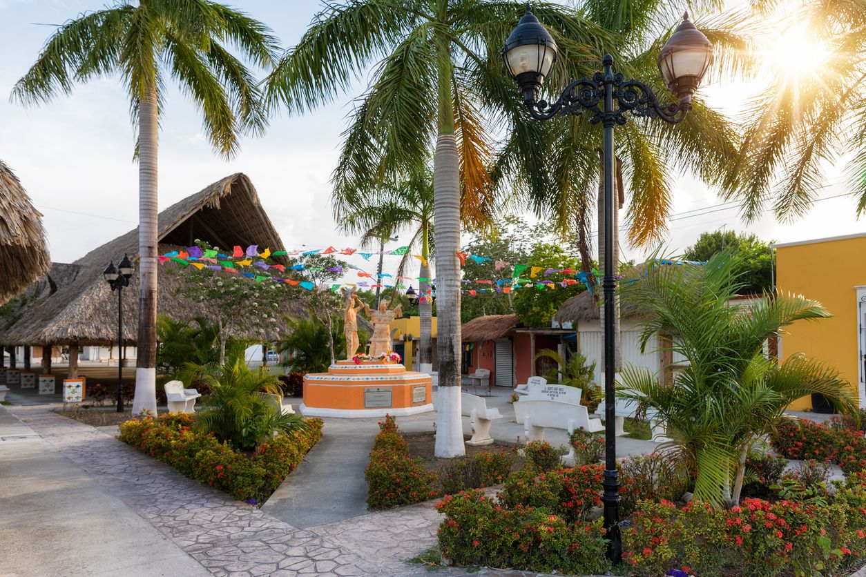 The old Mayan village El Cedral on Cozumel island, Mexico