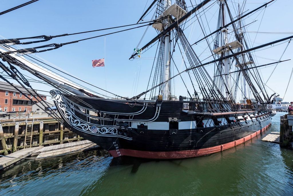 The world's oldest commissioned naval vessel still afloat and berthed at Pier 1 of the former Charlestown Navy Yard, at one end of Boston's Freedom Trail