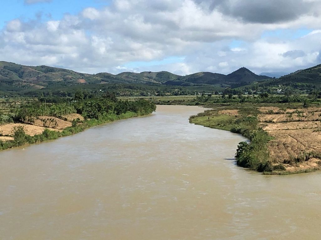 Dak Bla River second view from Kon Klor Suspension Bridge in Kon Tum, Vietnam