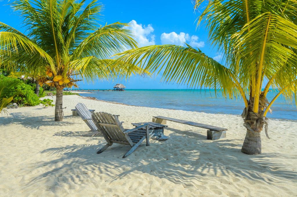 Paradise beach in Placencia, tropical coast of Belize