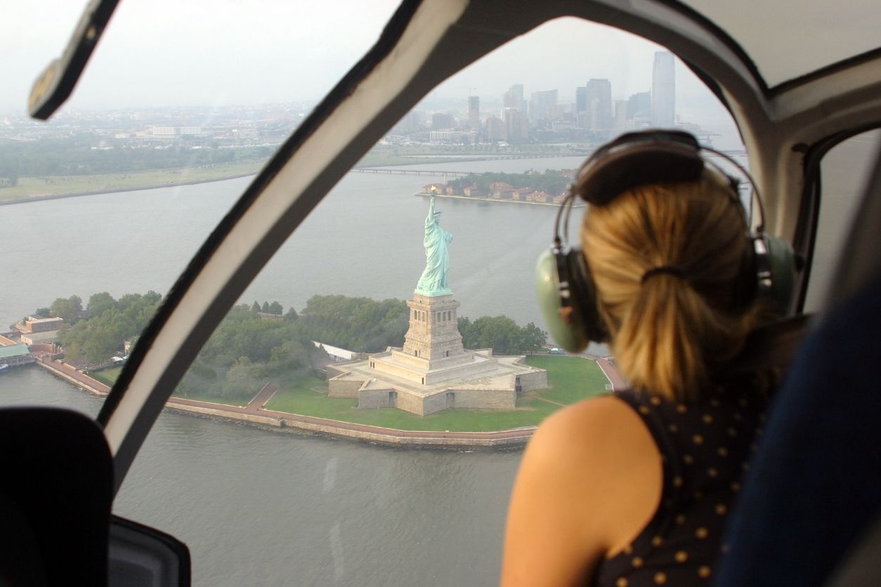 Helicopter ride above the Statue of Liberty