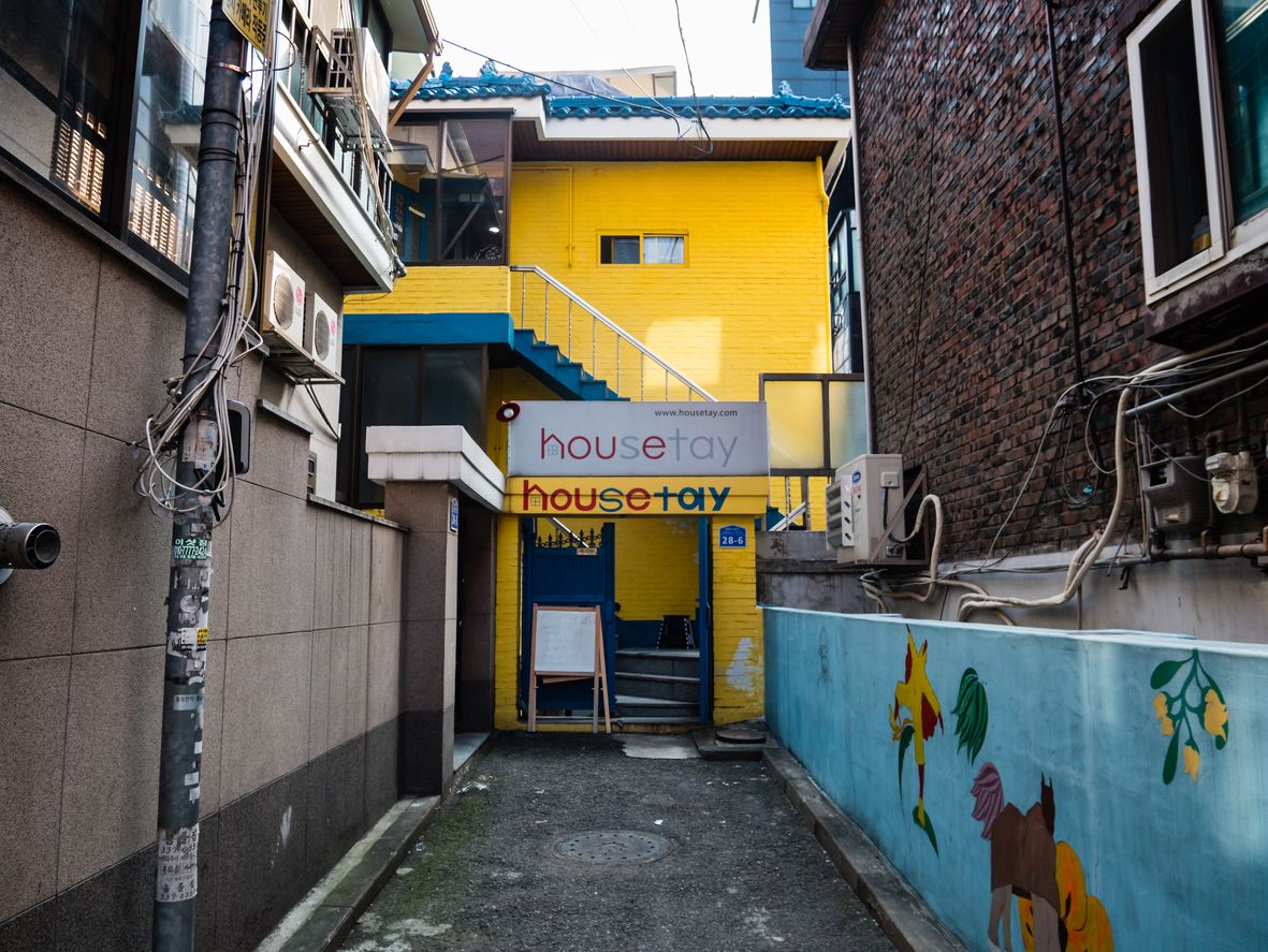 Colorful guesthouse in Hongdae, Seoul, South Korea.
