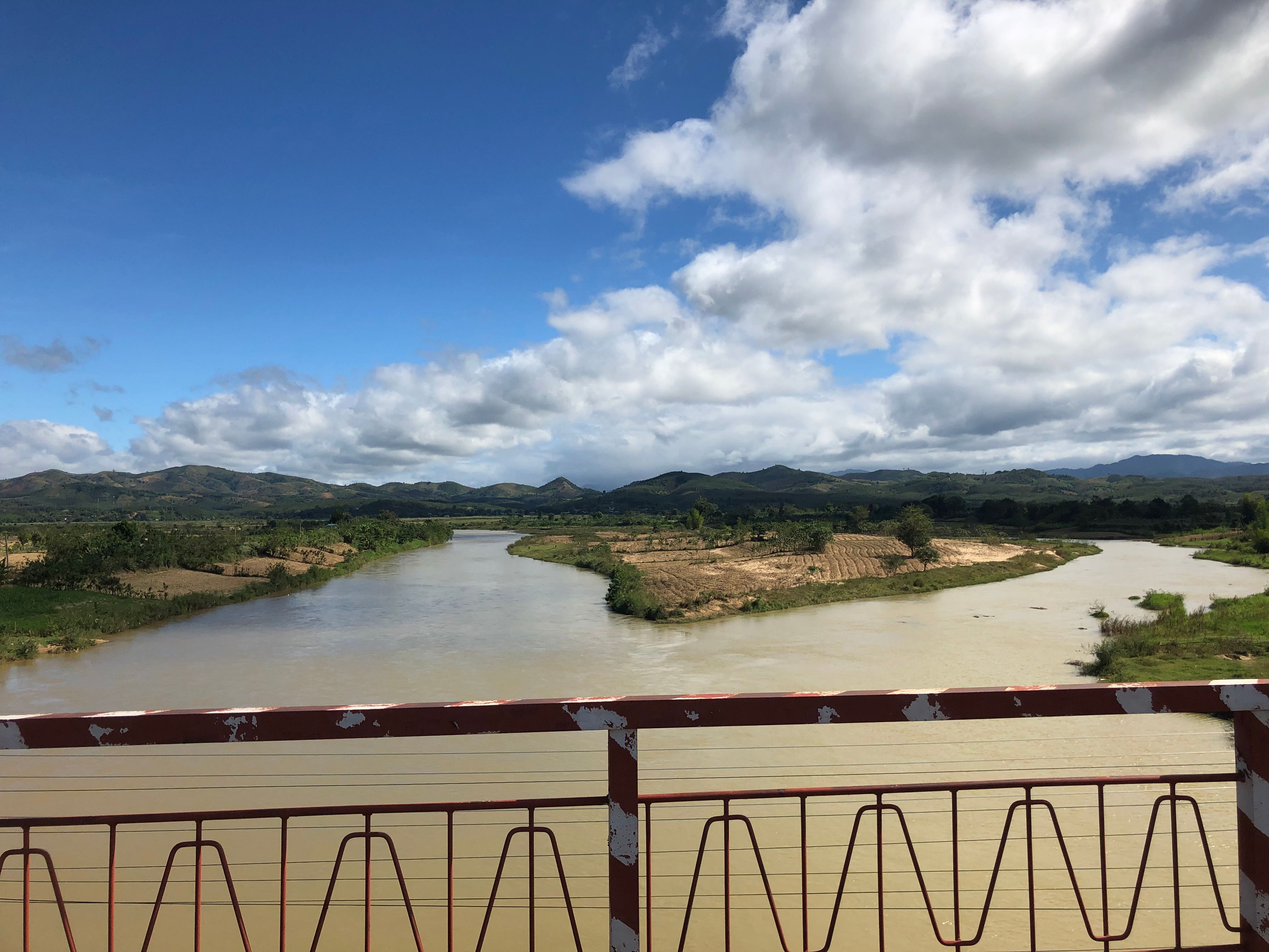 View of the Dak Bla River from Kon Klor Suspension Bridge in Kon Tum, Vietnam