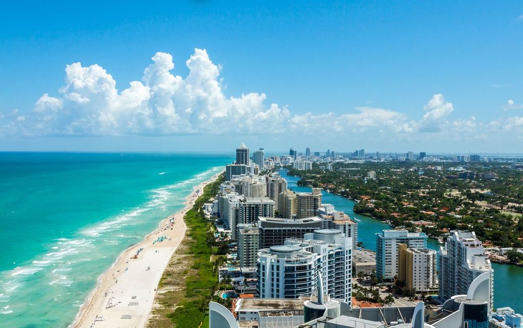 Looking down South Beach in Miami.